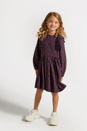 Sukienka tkaninowa wielokolorowa z nadrukiem w kwiaty