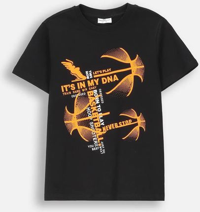 T-shirt z krótkim rękawem czarny z nadrukiem na przodzie