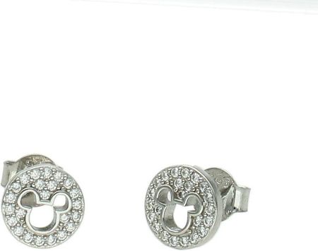 Diament Srebrne Kolczyki Dziecięce Myszka Miki 925 Błyszczące Wkrętki