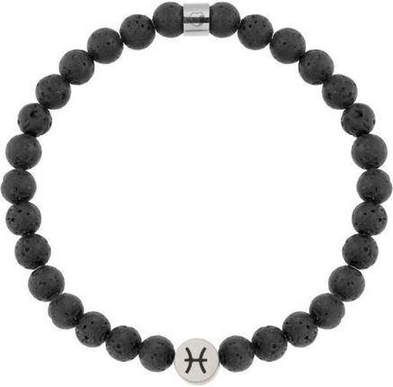 Manoki Bransoletka Męska Znak Zodiaku Czarna Lawa Wulkaniczna Ryby