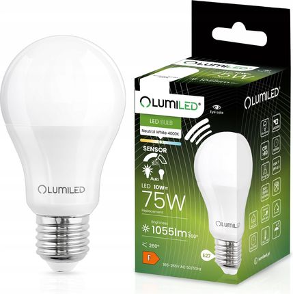 Lumiled Żarówka Led E27 A60 10W = 75W 1055Lm 4000K Neutralna 200° Z Czujnikiem Ruchu I Zmierzchu