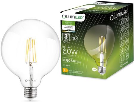Lumiled Żarówka Led E27 7W Neutralna 4000K 806Lm Kula G125 Filament (764913)