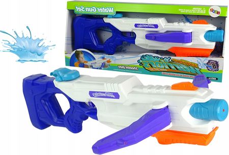 Lean Toys Pistolet Karabin Na Wodę Duży Pompka Kusza Rozkładane Ramię Biało-Niebieski