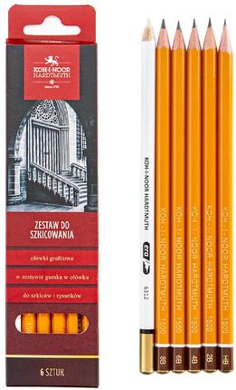 Koh-I-Noor Ołówki + Gumka W Ołówku 1500 Zestaw Do Szkicowania 6Szt.