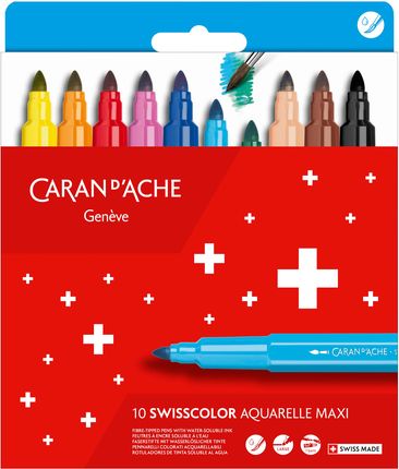 Caran D'Ache Flamastry Akwarelowe D’Ache Swisscolor Maxi 10 Kolorów