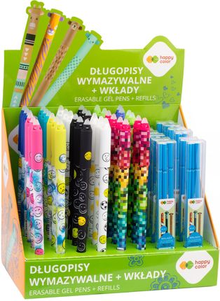 Display Długopis Wymazywalny Mix 2 0.5Mm Niebieski Happy Color 36Szt. + Wkłady 12 Etui
