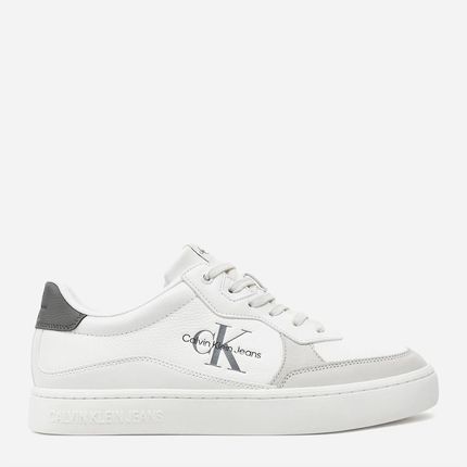 Calvin Klein Jeans Sneakersy męskie skórzane do kostki YM0YM00885-01U Białe