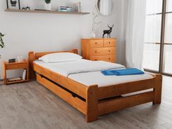 Łóżko Emily 80x200 cm olcha Ze stelażem listwowym rolowanym Materac Coco Maxi 19 POSEMI80OL11