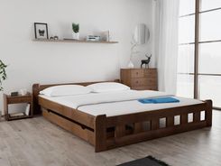 Łóżko Naomi podwyższone 180x200 cm dąb Ze stelażem listwowym rolowanym Materac Coco Maxi 19 POSNAO180DU11