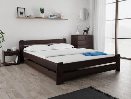 Łóżko Laura 160x200 cm orzech Ze stelażem listwowym rolowanym Materac Coco Maxi 19 POSLAU160OR11