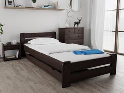 Łóżko Laura 90x200 cm orzech Ze stelażem listwowym elastycznym Materac Coco Maxi 19 POSLAU90OR12