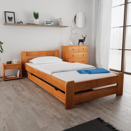 Łóżko Laura 90x200 cm olcha Ze stelażem listwowym rolowanym Materac Deluxe 10 POSLAU90OL6 - zdjęcie 3