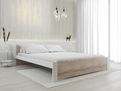 Łóżko IKAROS 160x200 cm białe/dąb sonoma Bez stelaża materaca POSIKA160BIL1