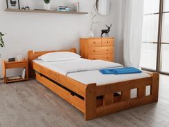 Łóżko Naomi podwyższone 120x200 cm olcha Ze stelażem listwowym elastycznym Materac Deluxe 10 POSNAO120OL9