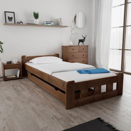 Łóżko Naomi podwyższone 80x200 cm dąb Bez stelaża Materac Deluxe 10 POSNAO80DU3 - zdjęcie 3