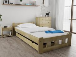 Łóżko Naomi podwyższone 90x200 cm sosna Ze stelażem listwowym elastycznym Materac Deluxe 10 POSNAO90BO9