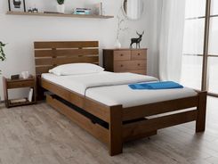 Łóżko PARIS podwyższone 80x200 cm dąb Ze stelażem listwowym rolowanym Materac Coco Maxi 19 POSPAR80DU11