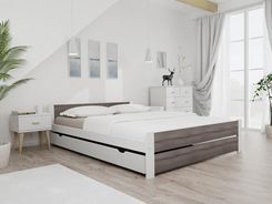 Łóżko IKAROS DOUBLE 120x200 cm biały/dąb truflowy Ze stelażem listwowym elastycznym Materac Coco Maxi 19 POSIKADBL120LAN12