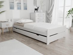 Łóżko IKAROS DOUBLE 90x200 cm białe Ze stelażem listwowym rolowanym Materac Coco Maxi 19 POSIKADBL90BIL11