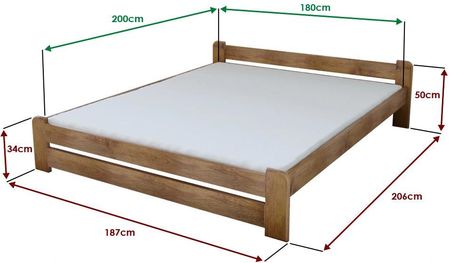 Łóżko Emily 180x200 cm dąb Ze stelażem listwowym rolowanym Bez materaca POSEMI180DU4 - zdjęcie 3