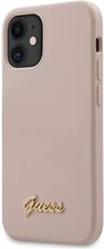 Guess Guhcp12Slslmglp Iphone 12 Mini 5 4 Jasnoróżowy Light Pink Hardcase Silicone Script Gold Logo