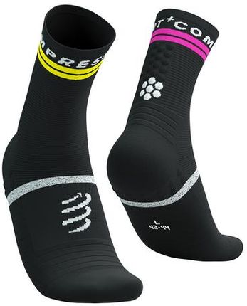 Compressport Skarpetki Do Biegania Pro Marathon Socks V2.0 Black/Safe Yellow/Neo Pink