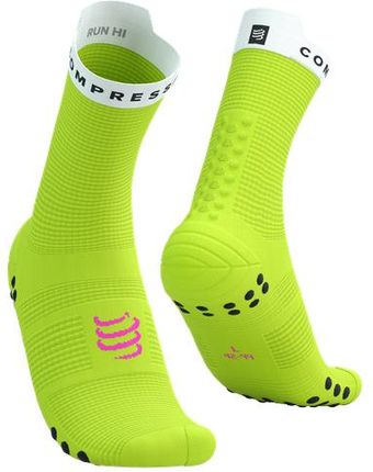 Compressport Skarpetki Do Biegania Wysokie Proracing Socks V4 Run High Safe Yellow/White