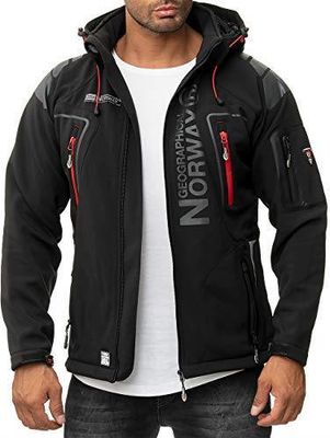 Geographical Norway Męska kurtka softshell, kurtka funkcyjna, rekreacyjna, oddychająca, do wędrówek, aktywności na świeżym powietrzu, Czarny - 03, L