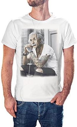 KMF T-SHIRT - Einstein Tattoo Urban T-shirt męski, biała, S