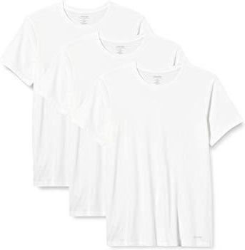 Calvin Klein Męski 3-pak T-shirtów S/S Crew Neck 3 PK z okrągłym dekoltem, biały, L