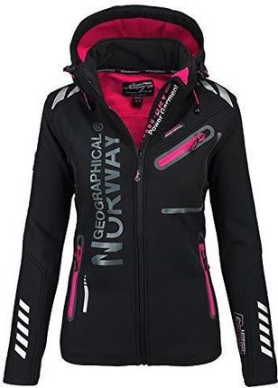 Geographical Norway Damska kurtka softshellowa, funkcyjna, outdoorowa, przeciwdeszczowa, sportowa, czarny, XXL