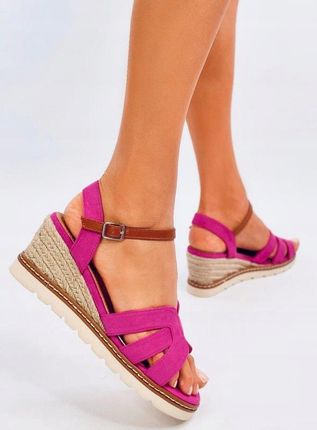 Sandałki espadryle na koturnie ROSCO FUKSJA 39