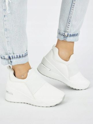 Białe sneakersy damskie na koturnie 38