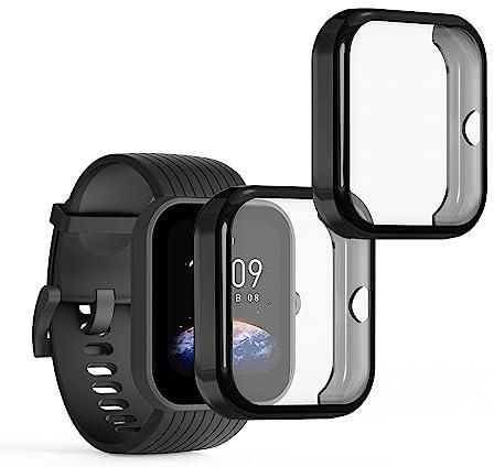 Kwmobile 2 X Etui Ochronne Kompatybilne Z Huami Amazfit Bip 3 Pro Zestaw Fullbody Cover Silikonu Czarne Przezroczyste