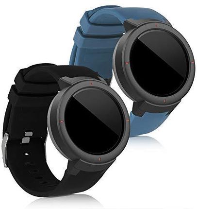 Kwmobile Paski Kompatybilne Z Paskami Huami Amazfit Verge 2 X Zamienne Silikonowe Do Zegarków Niebiesko Szary Czarny Large Tpu; Silikon