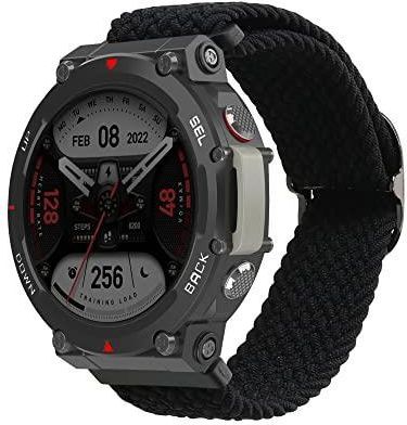 Kwmobile Bransoletka Kompatybilna Z Huami Amazfit T Rex 2 – Nylonowa Sportowa W Kolorze Czarnym Wymiary Wewnętrzne 14 22 Cm