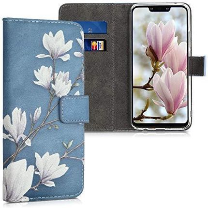 Kwmobile Etui Portfelowe Kompatybilne Z Huawei Mate 20 Lite Na Telefon - Magnolias Taupe/Biały/Niebiesko-Szary