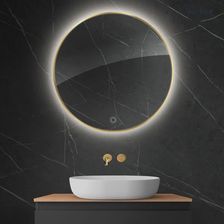Zdjęcie Oltens NORDLIS Lustro 80 cm okrągłe z oświetleniem LED i systemem Klarglas Złoty 64109800 - Oświęcim
