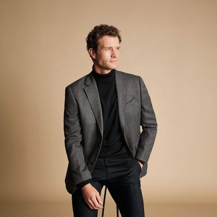 Marynarka z materiału w jodełkę Charles Tyrwhitt Herringbone Wool Texture Jacket - Classic fit | 56 | Standardowe