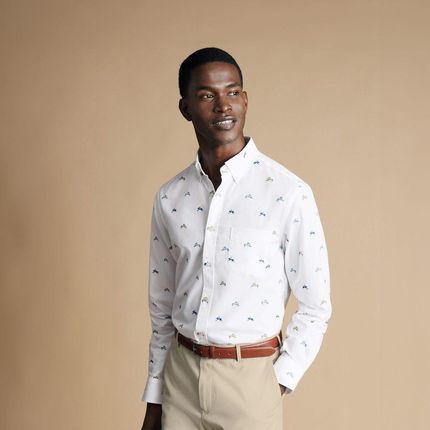 Koszula non-iron we wzór w zające Charles Tyrwhitt Non-Iron Stretch Hare Print Shirt - Classic fit | XXL