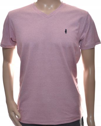 T-shirt męski gładki ze znaczkiem w szpic serek L