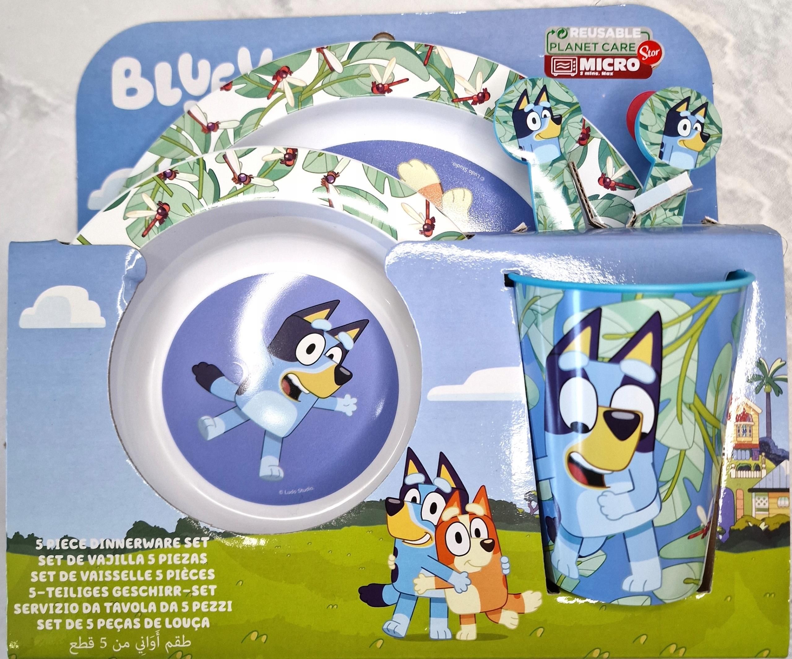 Stor Bingo I Bluey Pieski Blue Zestaw Śniadaniowy Obiadowy Miska Talerz ...