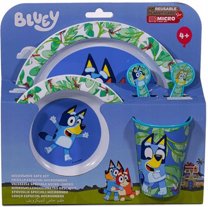 Stor Bingo I Bluey Pieski Blue Zestaw Śniadaniowy Obiadowy Miska Talerz ...