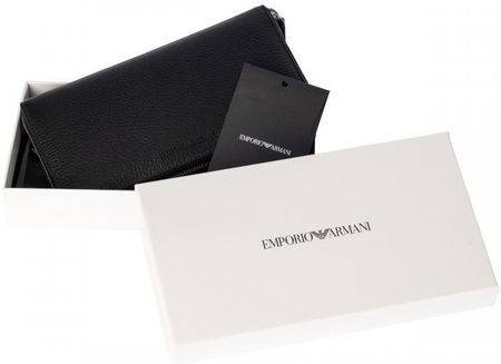 EMPORIO ARMANI skórzany damski portfel duży NOWOŚĆ BLACK