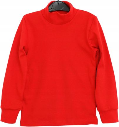 Golf dziecięcy 134 bluzka połgolf długi rękaw czerwony bawełna 100%