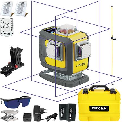 Laser 4-płaszczyznowy NIVEL SYSTEM CL4D-P (wiązka fioletowa), walizka + tyczka LP-36 - Autoryzowany Dystrybutor