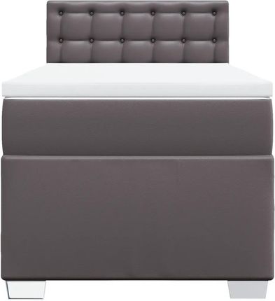 vidaXL Łóżko Kontynentalne Z Materacem Szare Ekoskóra 80X200 Cm 3286098 - zdjęcie 3