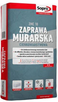 Sopro Zmc 10 Cienkowarstwowa Zaprawa Murarska Szara 25kg