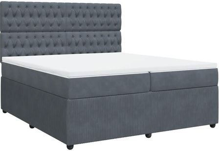 vidaXL Łóżko Kontynentalne Z Materacem Ciemnoszary Aksamit 200X200Cm 3292437 - zdjęcie 2