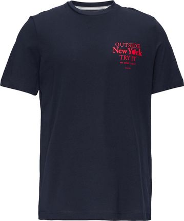 T-shirt męski s.Oliver mała grafika granatowy - L - zdjęcie 2